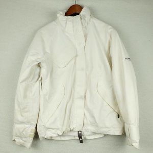 Columbia Womens Winter Jacket Medium White Full Zip Outdoor Insulated Titanium